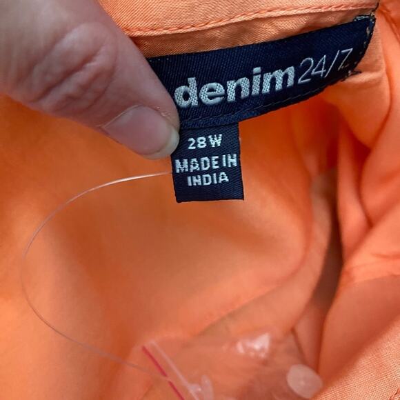 Denim 24/7 NWOT Tropical Ombre' Button Front Versatile Rayon Travel Tunic 28W - Picture 5 of 8